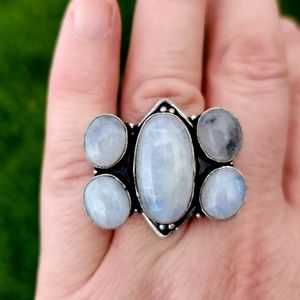 ***Sale*** New Rainbow Moonstone 925 Silver Ring.